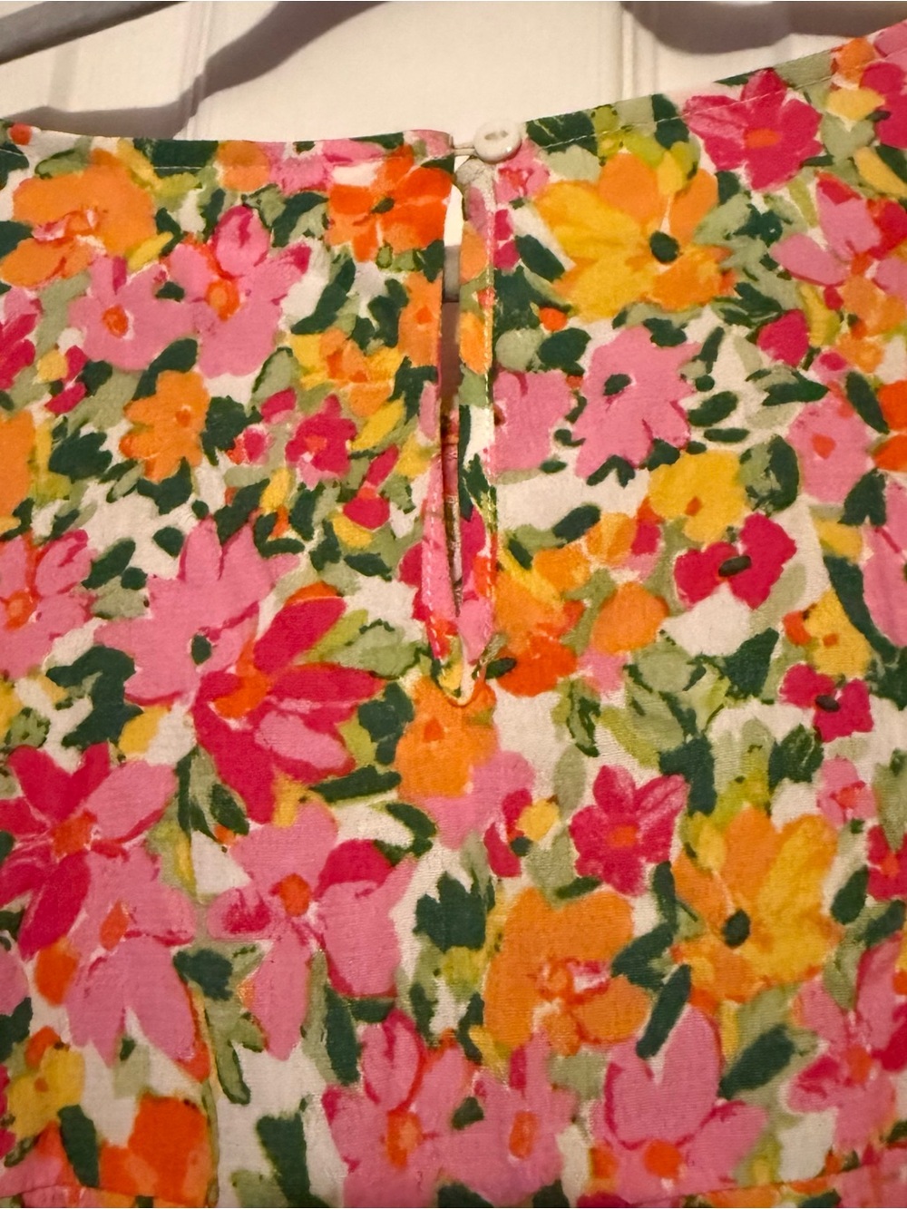 Terra & Sky Floral Smocked Top in Pink, Orange & Green - Picture 14 of 14